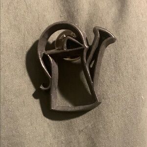 Silver Watering Can Brooch vintage 1996 90s Ann Clark spring time